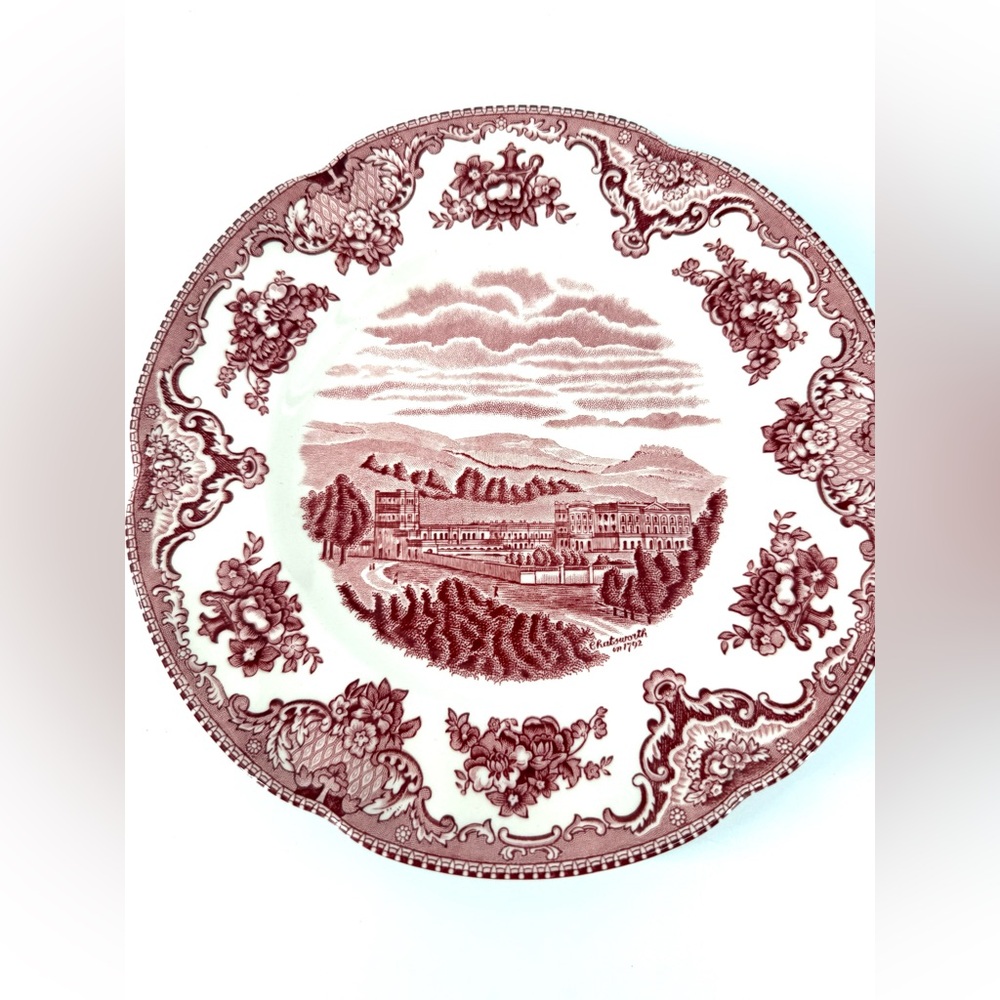 Johnson Brothers Red Transferware Dinner Plate